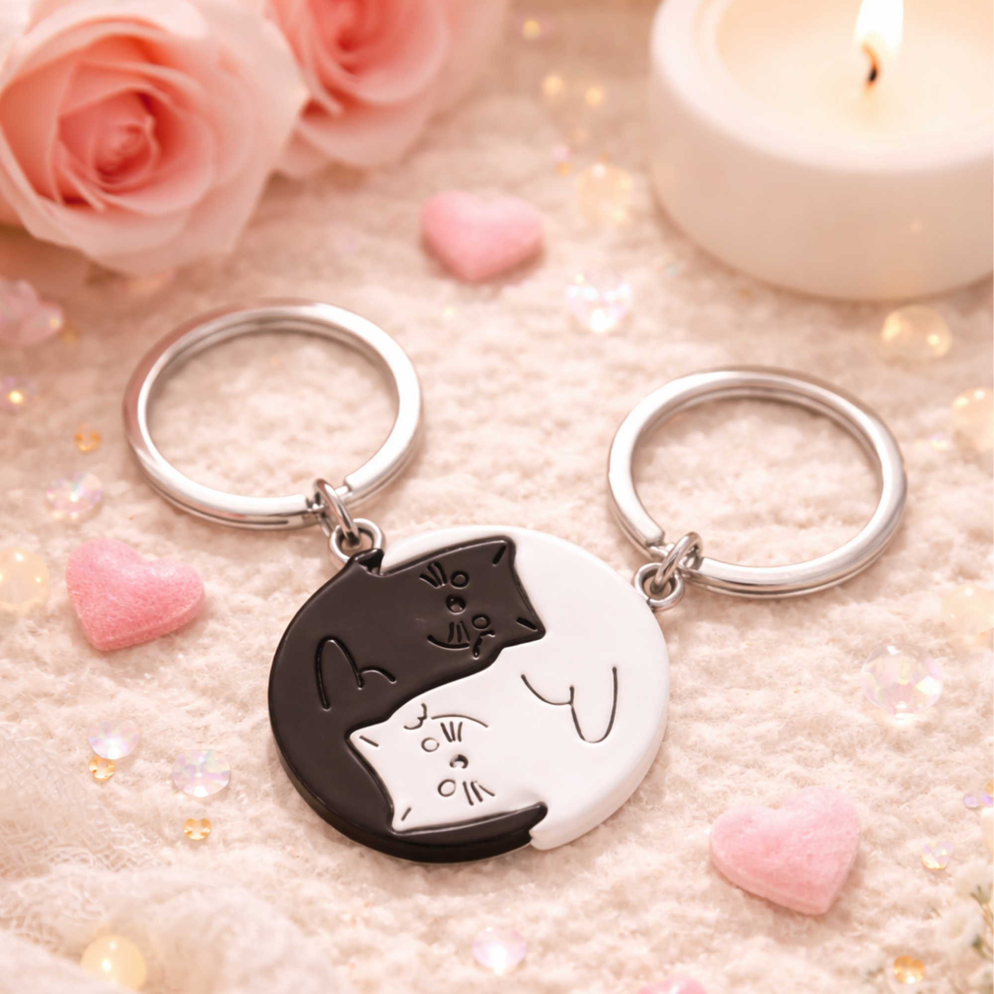 Porte-clés Duo Yin Yang – Chats Enlacés – Image 2